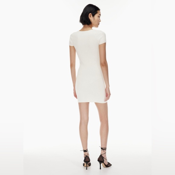 Aritzia Babaton Emerge Mini Dress White Birch Cream Ribbed Bodycon - Picture 5 of 11